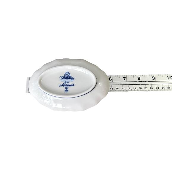 Mottahedeh Williamsburg Carpe Diem Verse Dish Ring Trinket Soap 6" White Blue - Picture 5 of 6